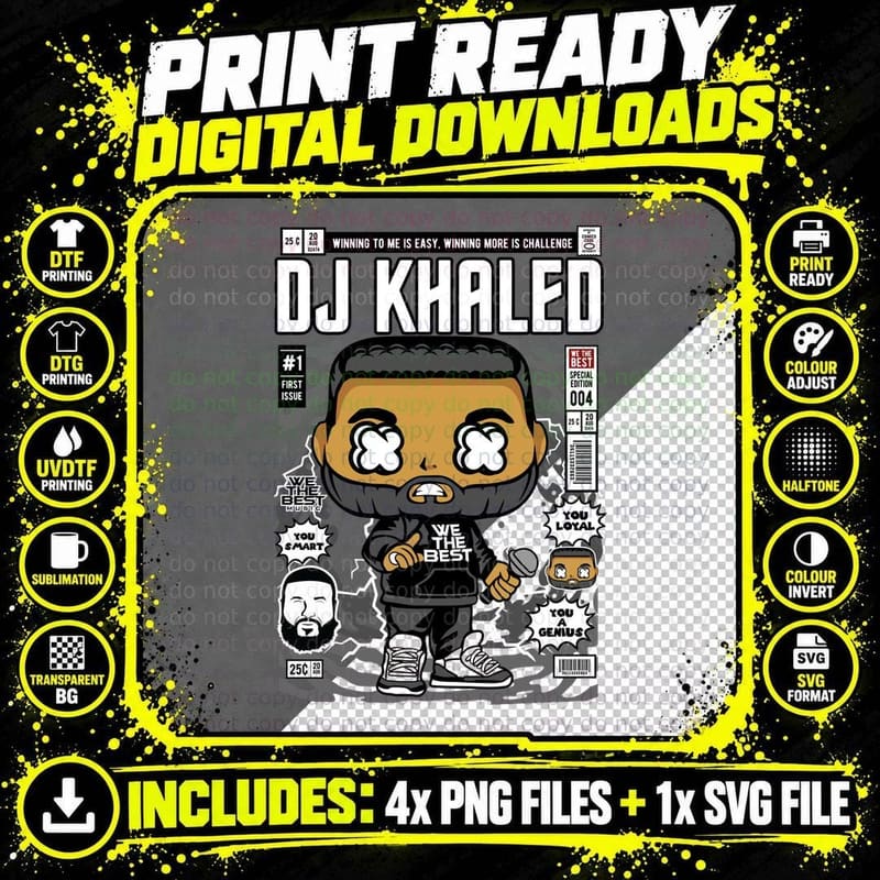 Dj Khaled Icon Pop Culture Illustration Comic Book Cover Png SVG Digital Bundle