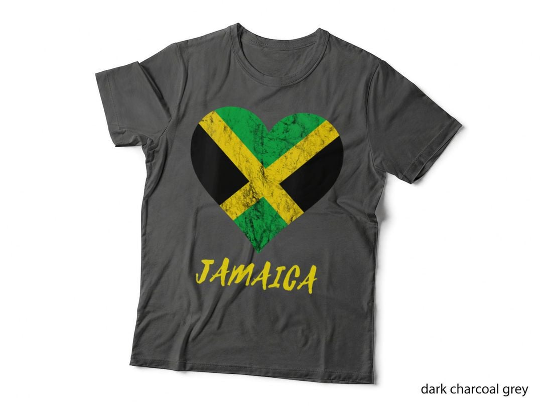 Jamaica Heart Jamaican Roots Jamaica Trip Jamaican Flag T-Shirt