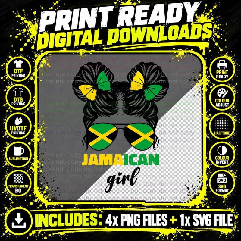 Jamaica Jamaican Girls Kids Roots Jamaica Flag Baby Png SVG Digital Bundle