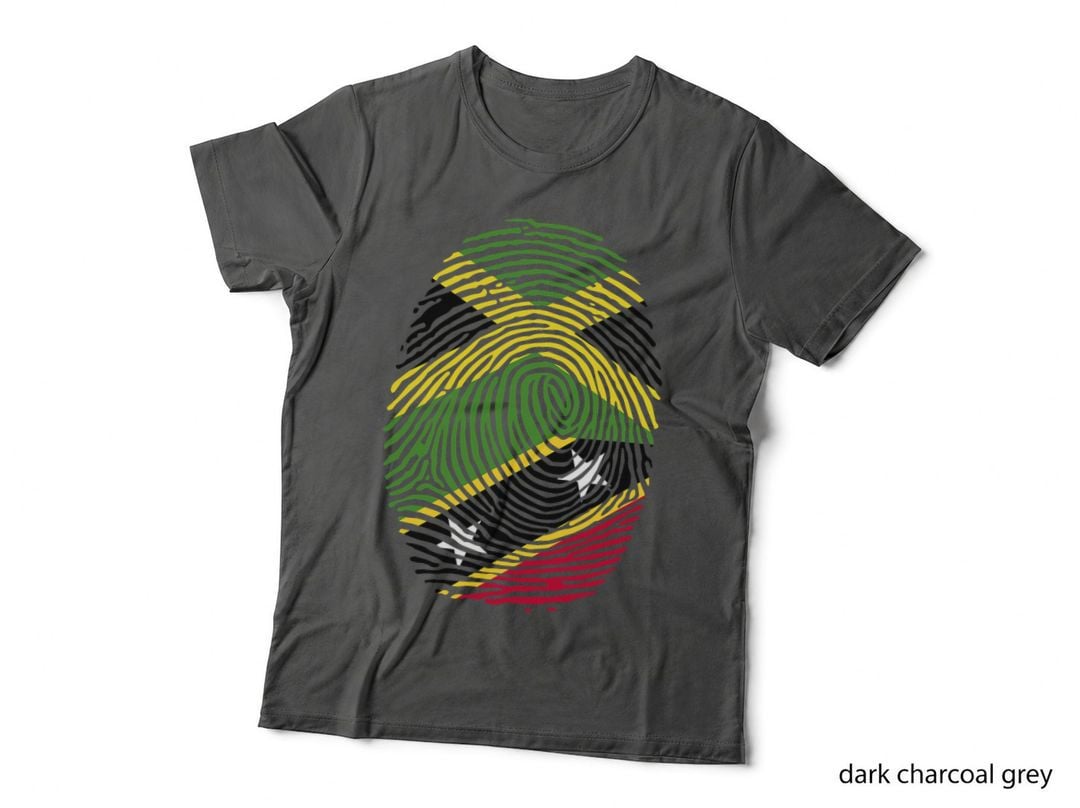 Jamaica and St Kitts Fingerprint Jamaican Kittitian Roots T-Shirt