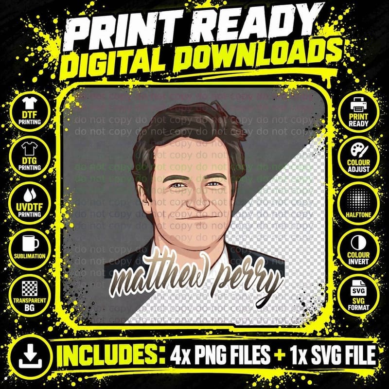 Matthew Perry T-Shirt, Celebrity Icon, Pop Culture Fan Png SVG Digital Bundle