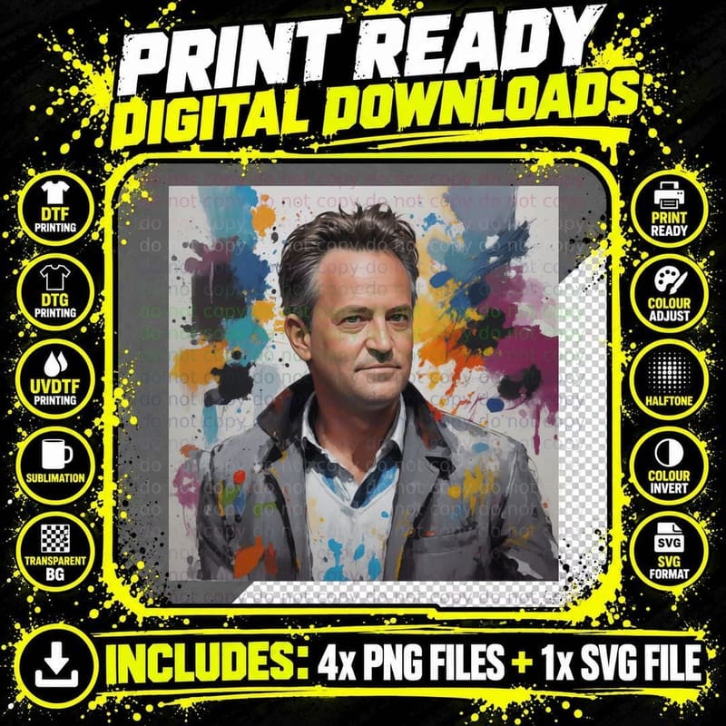 Matthew Perry T-Shirt, Celebrity Pop Culture Png SVG Digital Bundle