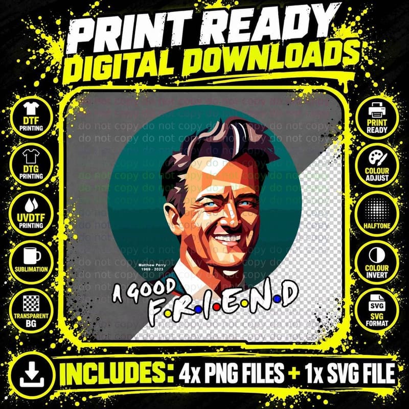 Matthew Perry T-Shirt, Pop Culture Icon Png SVG Digital Bundle