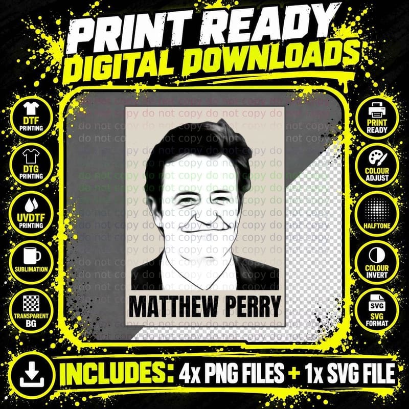 Matthew Perry T-Shirt, Pop Culture Icon Png SVG Digital Bundle