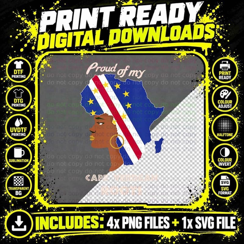 Proud Cape Verdean Roots T-Shirt, Great Tee Png SVG Digital Bundle