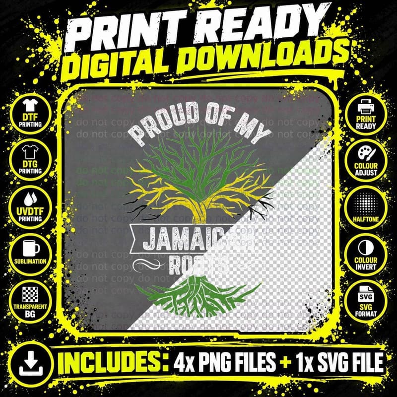 Proud of My Jamaican Roots Jamaica T-Shirt Png SVG Digital Bundle