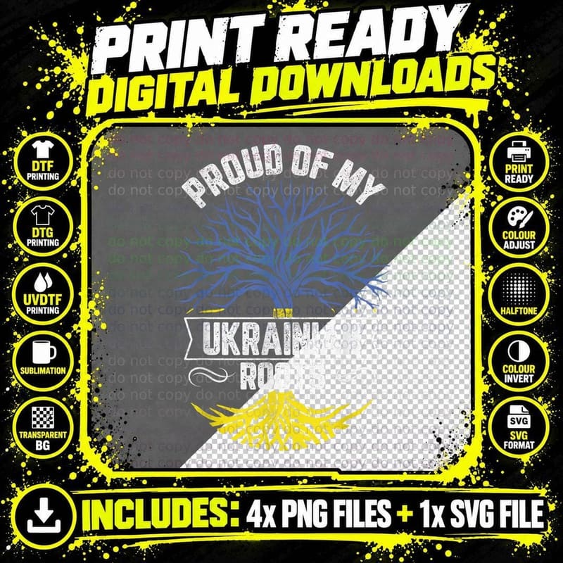 Proud of My Ukrainian Roots Ukraine T-Shirt Png SVG Digital Bundle