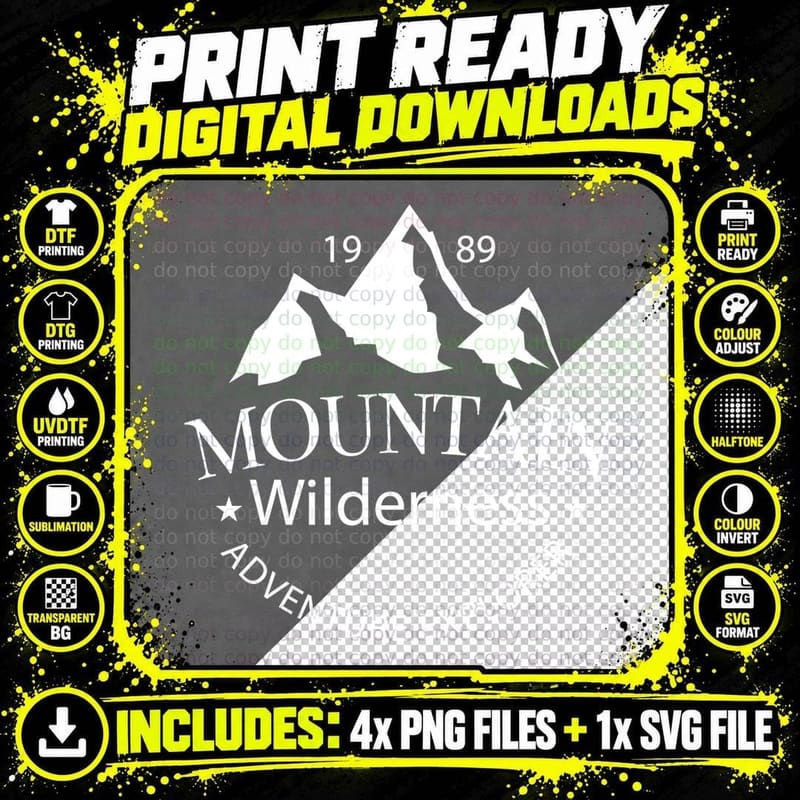 1989 Mountain Wilderness Adventure Explorer T-Shirt Png SVG Digital Bundle