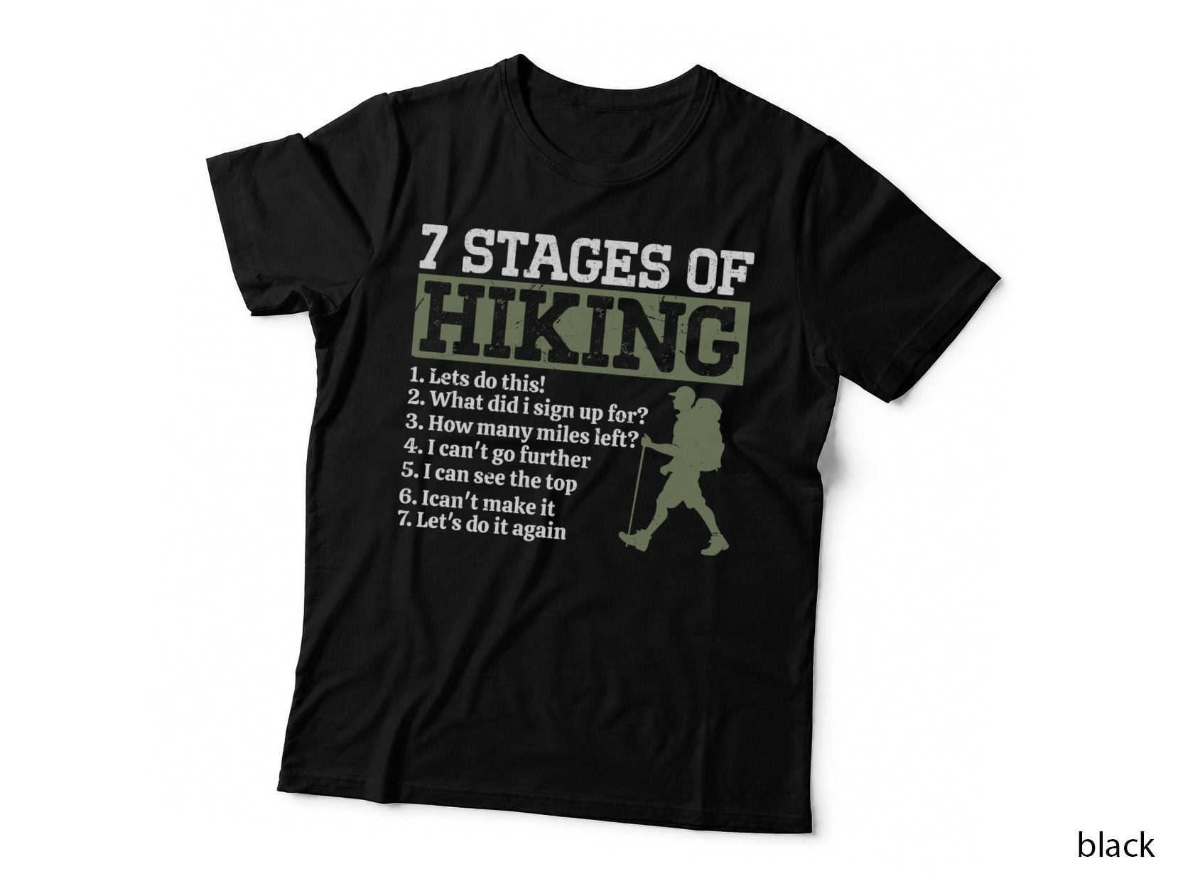 7 Stages of Hiking Outdoor Adventure T-Shirt, Hiking Journey Stages Graphic Tee