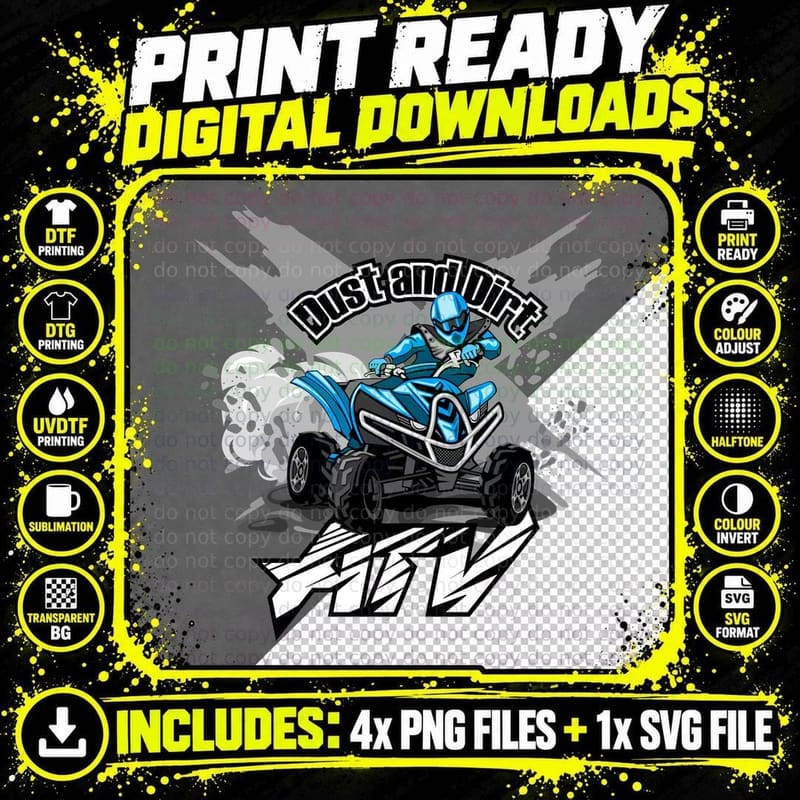 ATV Rider Just and Life Quad Bike Extreme Sports Png SVG Digital Bundle