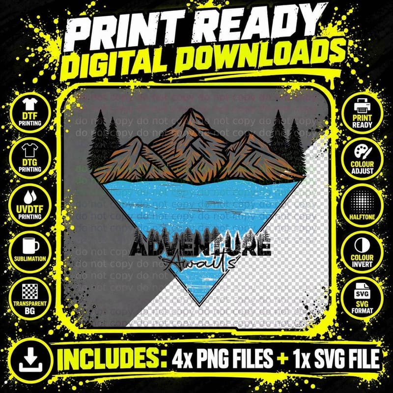 Adventure Awaits Outdoor Adventure T-Shirt Png SVG Digital Bundle