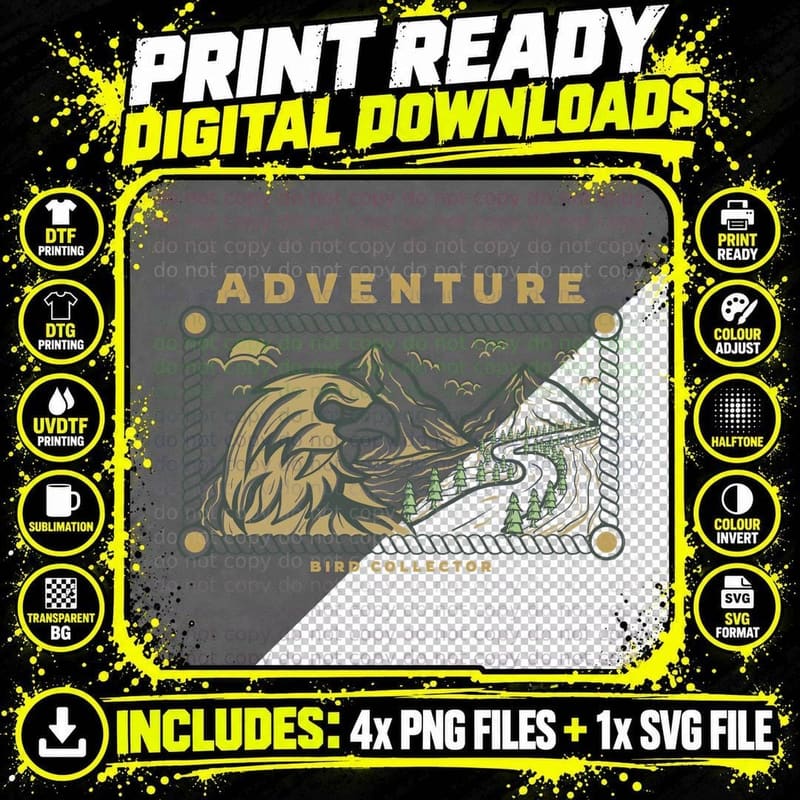 Adventure Bird Collector Eagle Mountain Vintage T-Shirt Png SVG Digital Bundle