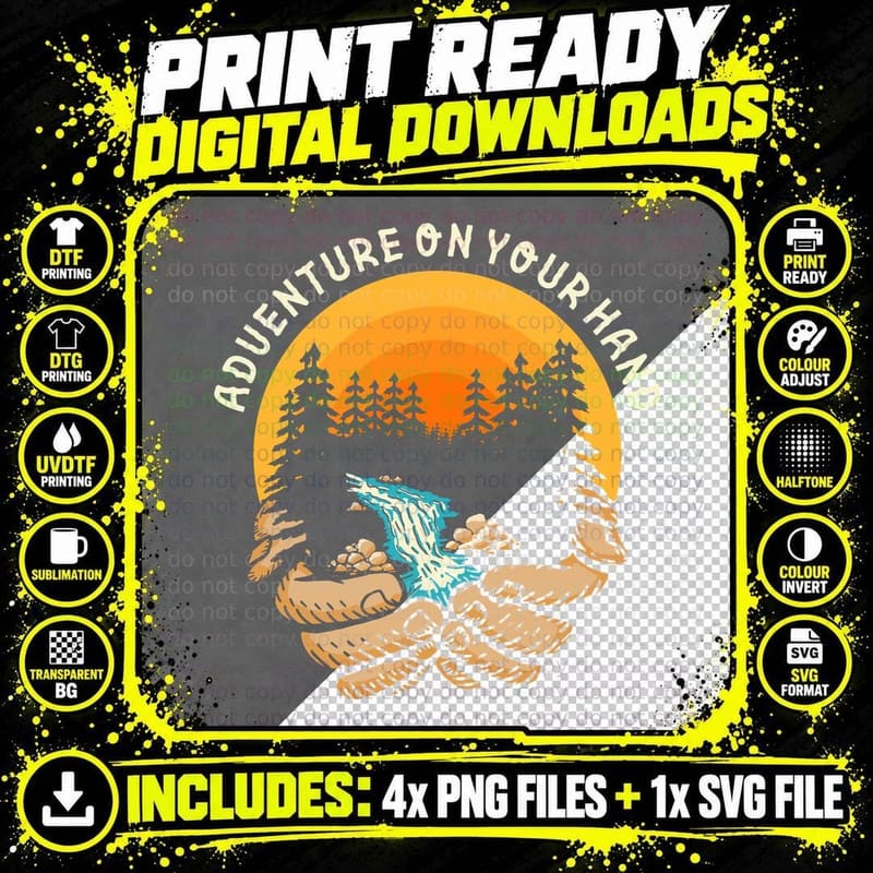 Adventure on Your Hand Outdoor Adventure T-Shirt Png SVG Digital Bundle