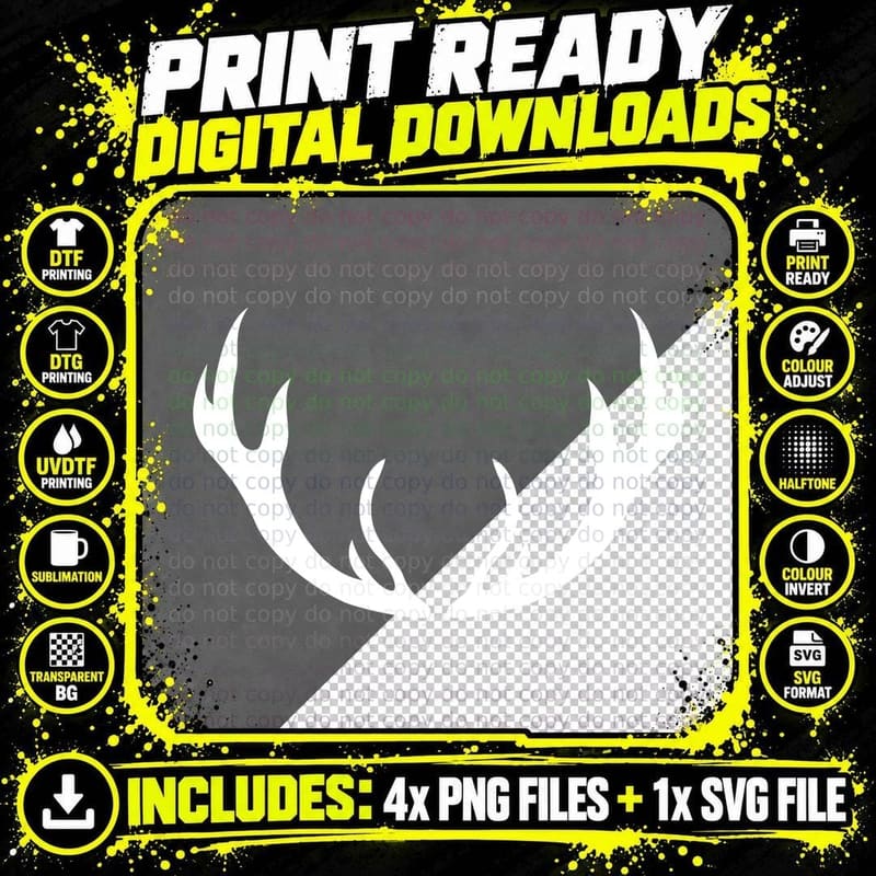 Antlers Many Branches Silhouette Outdoor T-Shirt Png SVG Digital Bundle