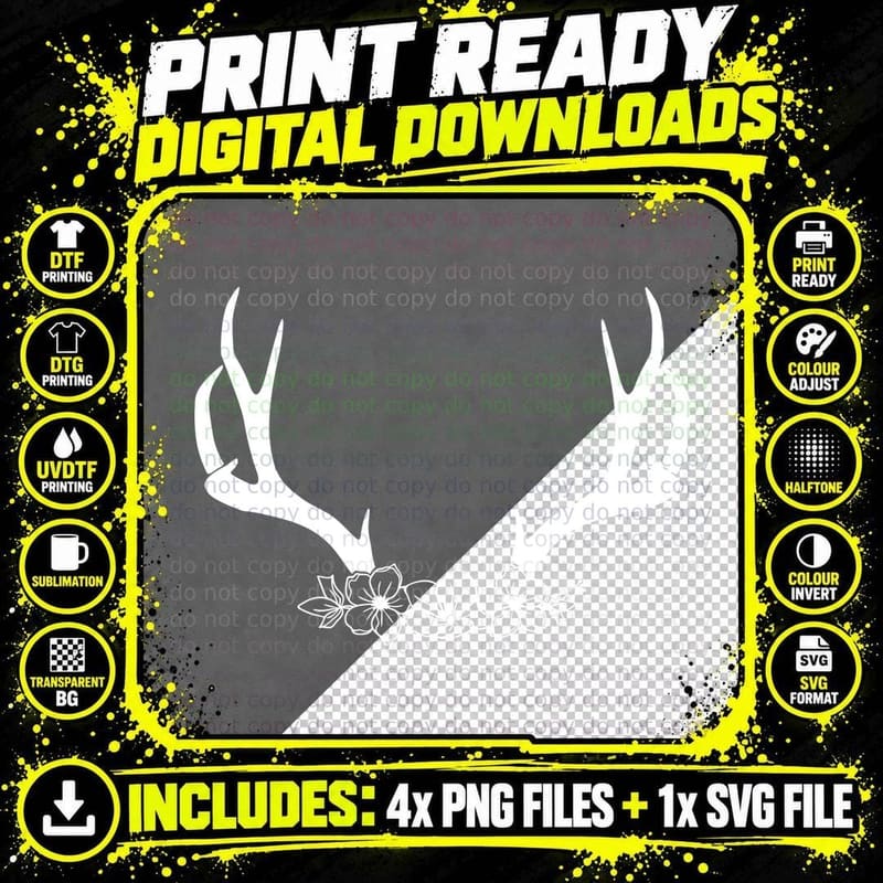Antlers with Circle Moon Frame Outdoor T-Shirt Png SVG Digital Bundle