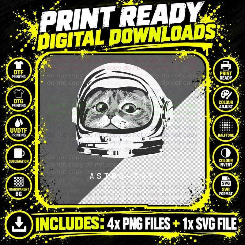 Astro-Cat Explore My Own Privacy Cat Astronaut Space Png SVG Digital Bundle