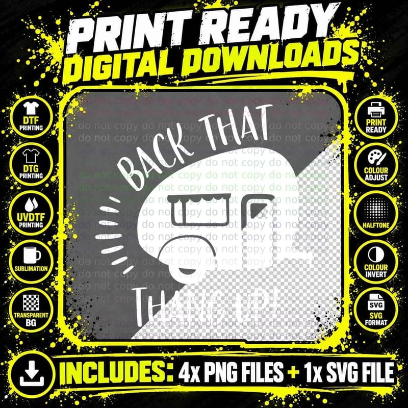 Back That Thang up! T-Shirt, Retro Camper Trailer Png SVG Digital Bundle