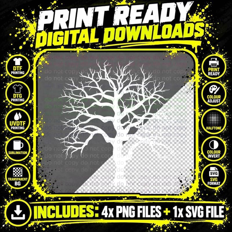 Bare Tree Silhouette Outdoor T-Shirt Png SVG Digital Bundle