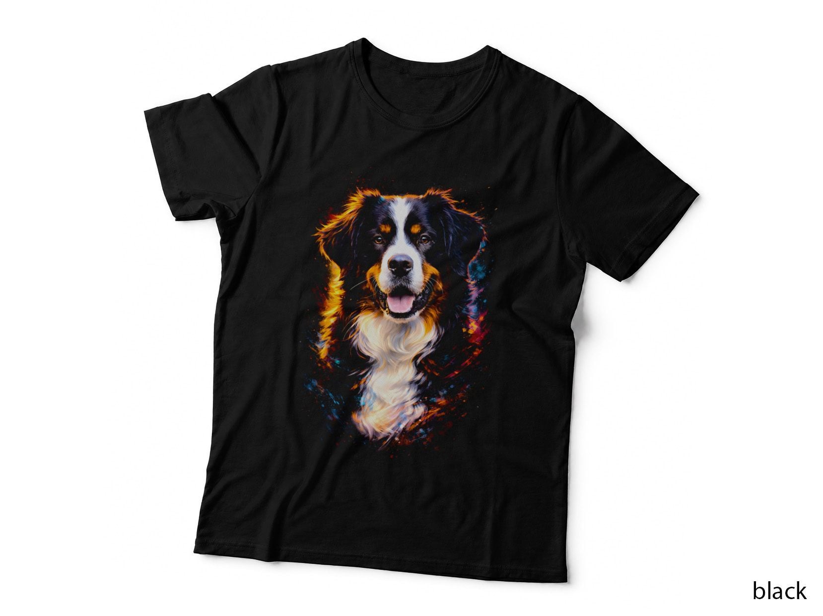 Bernese Mountain Dog T-Shirt, Halftone Fire Bernese Graphic Tee, Cute Dog Shirt