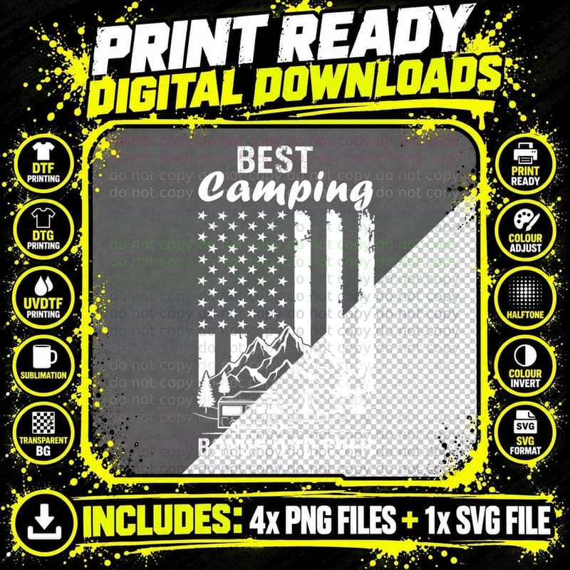 Best Camping Bonus Dad Ever Camping T-Shirt Png SVG Digital Bundle