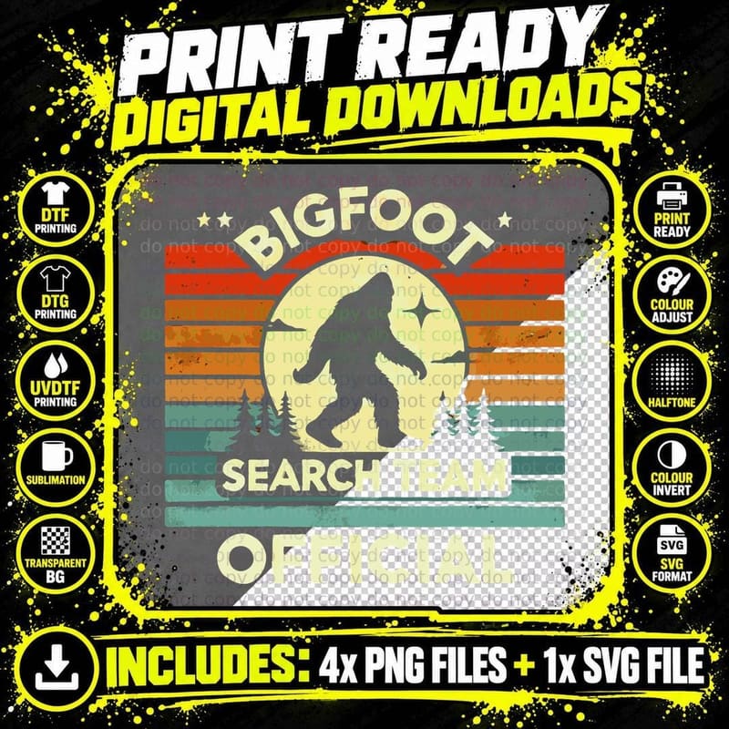 Bigfoot Search Team Official Camping T-Shirt Png SVG Digital Bundle