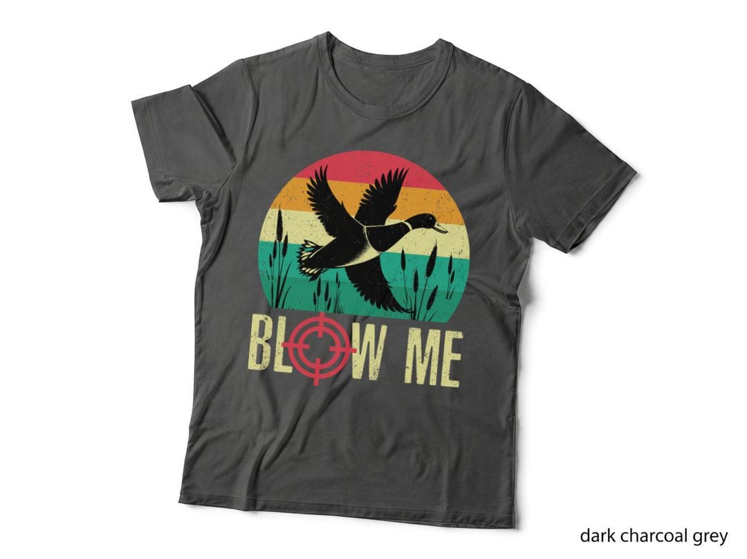 Blow Me Outdoor Adventure T-Shirt, Flying Duck Over Reeds Graphic Tee