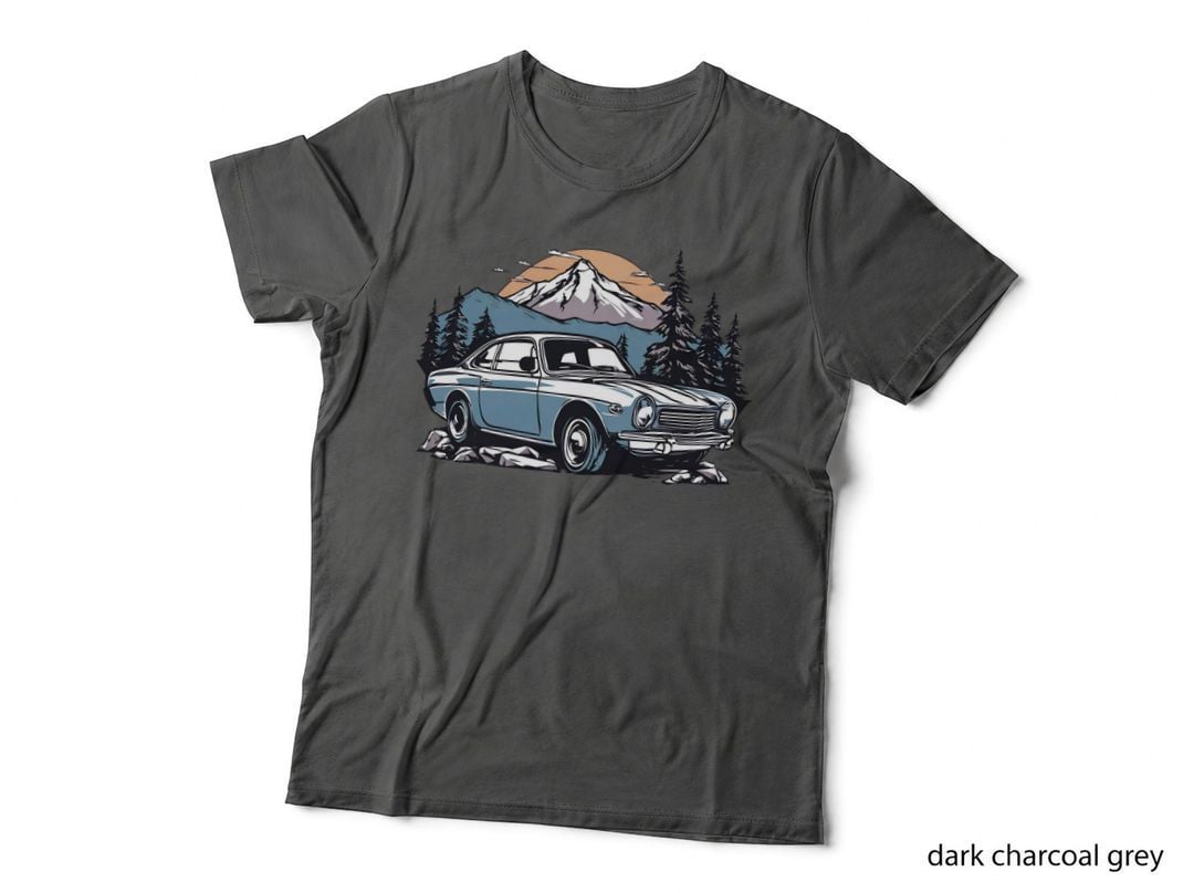 Blue Mountain Car White Classic Landscape T-Shirt