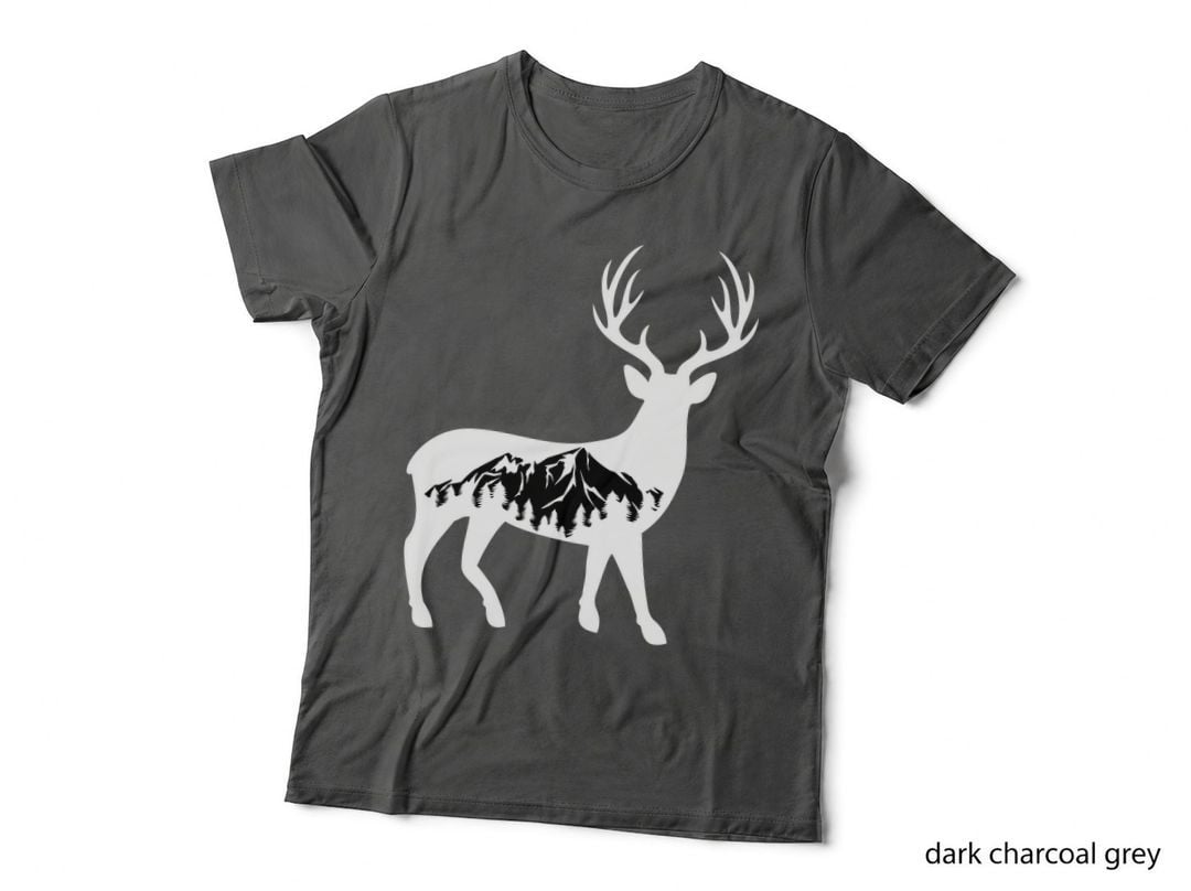 Buck Deer Mountain Forest Scene Outdoor T-Shirt, Nature Adventure Graphic Tee