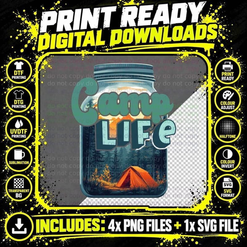 Camp Life Outdoor Adventure T-Shirt Png SVG Digital Bundle
