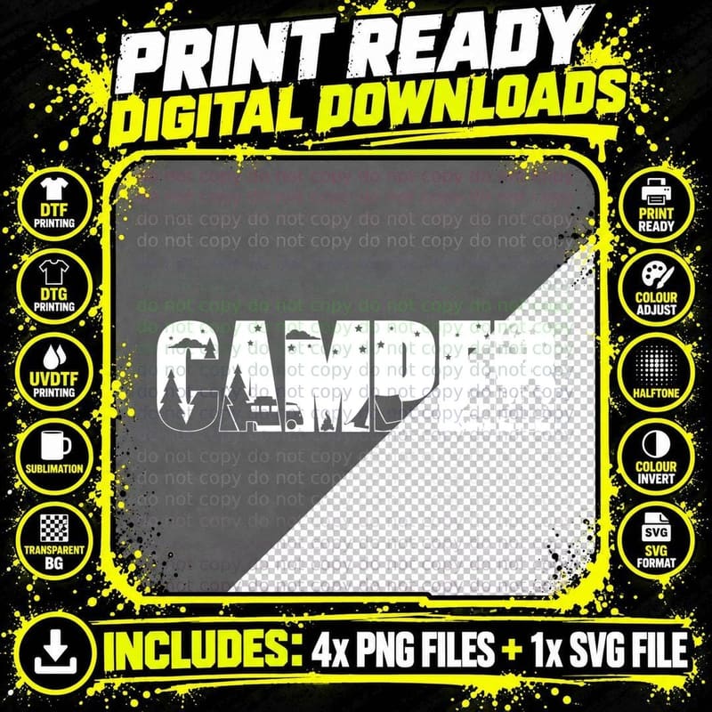 Camper Life T-Shirt, Camper Life Adventure Scene Outdoor Png SVG Digital Bundle