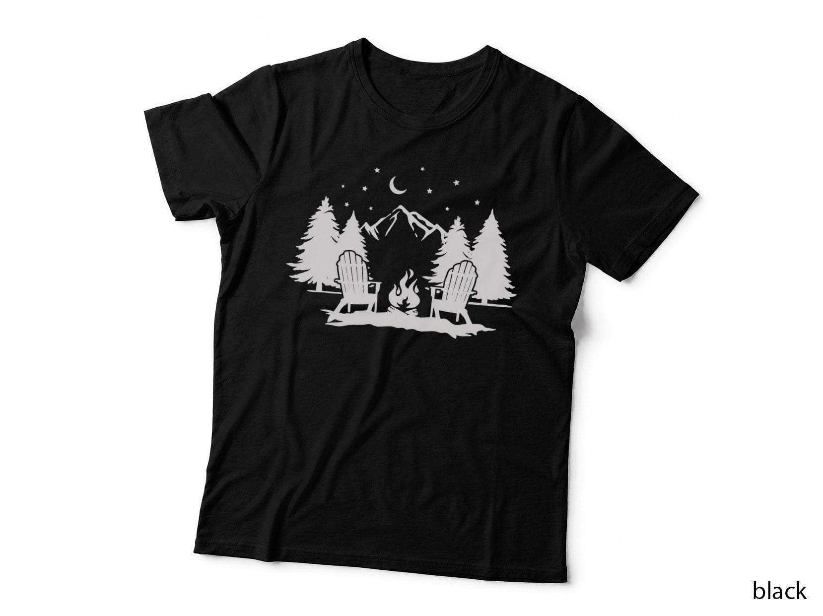 Campfire Chairs Mountains Forest Retreat Outdoor T-Shirt