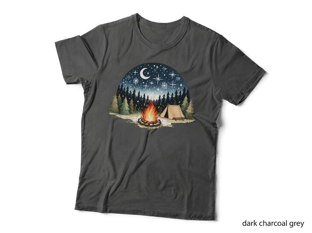 Campfire Under Starry Night Sky Camping T-Shirt, Camping Graphic Tee