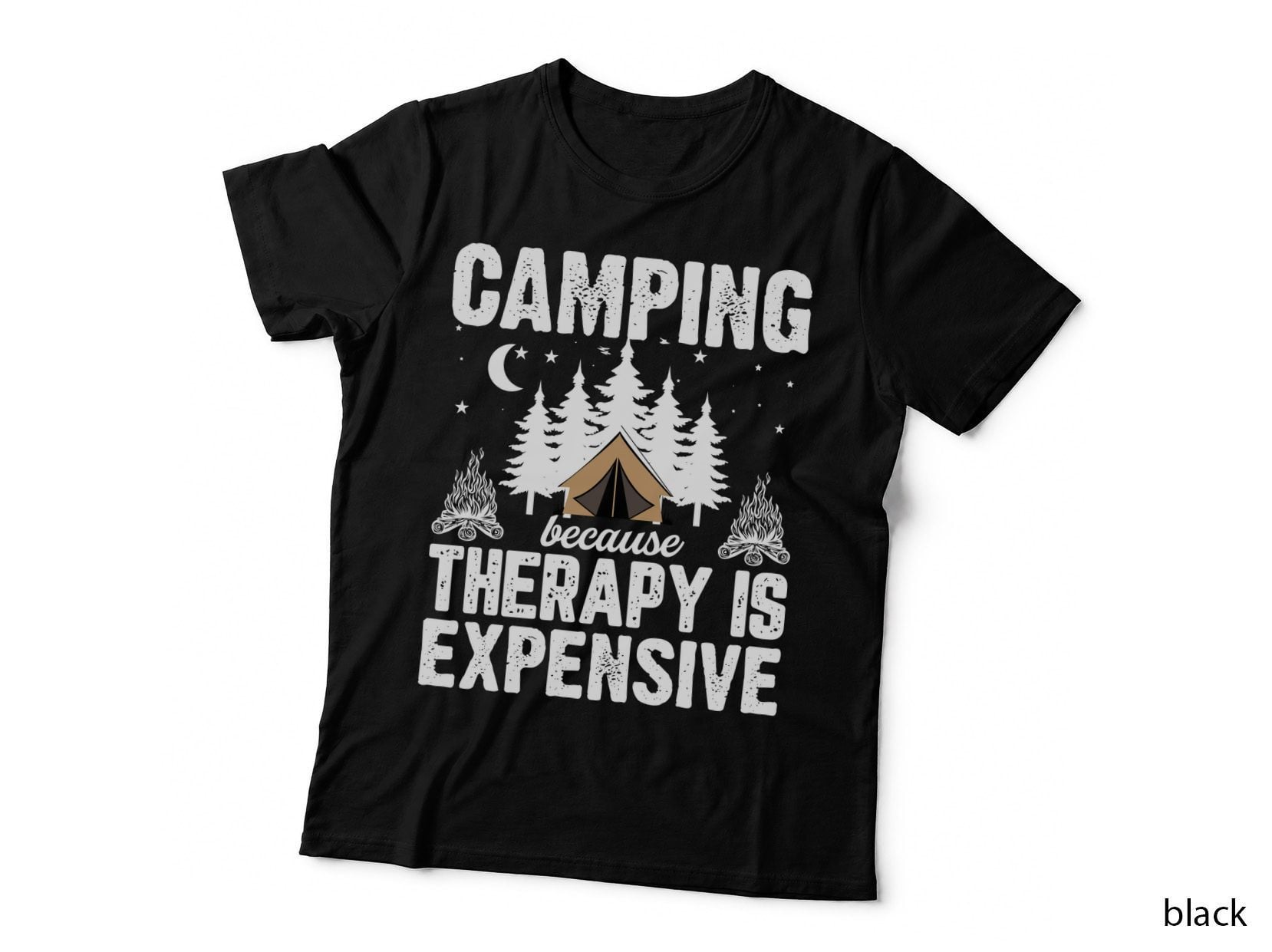 Camping Because Therapy Is Expensive Outdoor Adventure T-Shirt