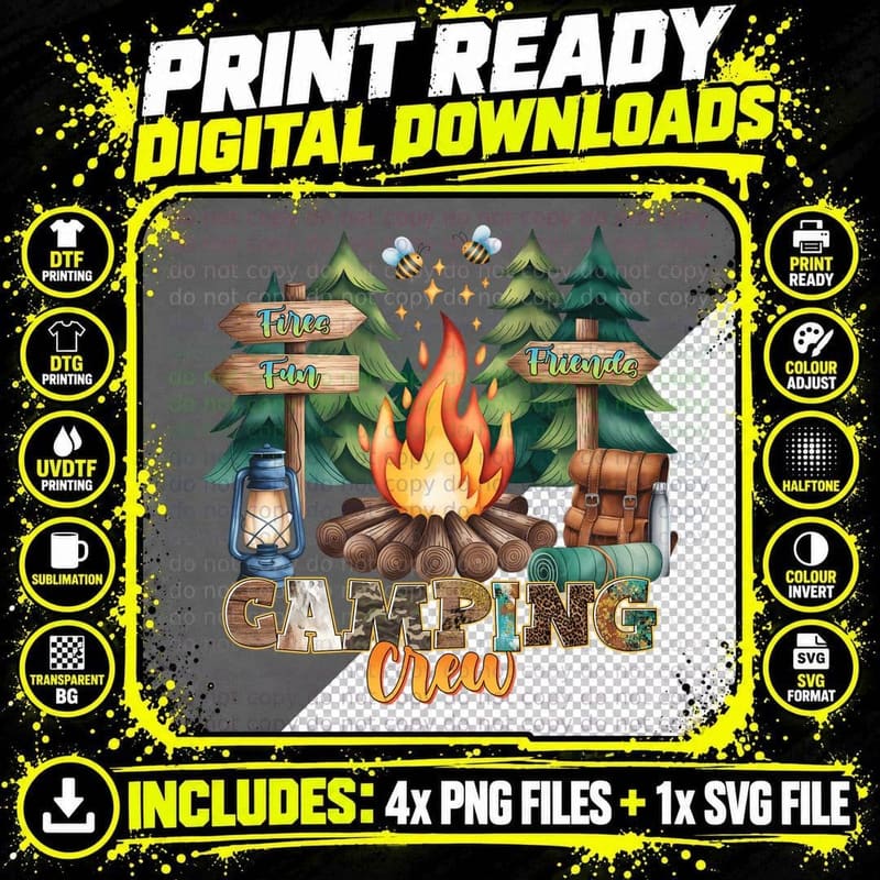 Camping Crew Outdoor Adventure T-Shirt Png SVG Digital Bundle