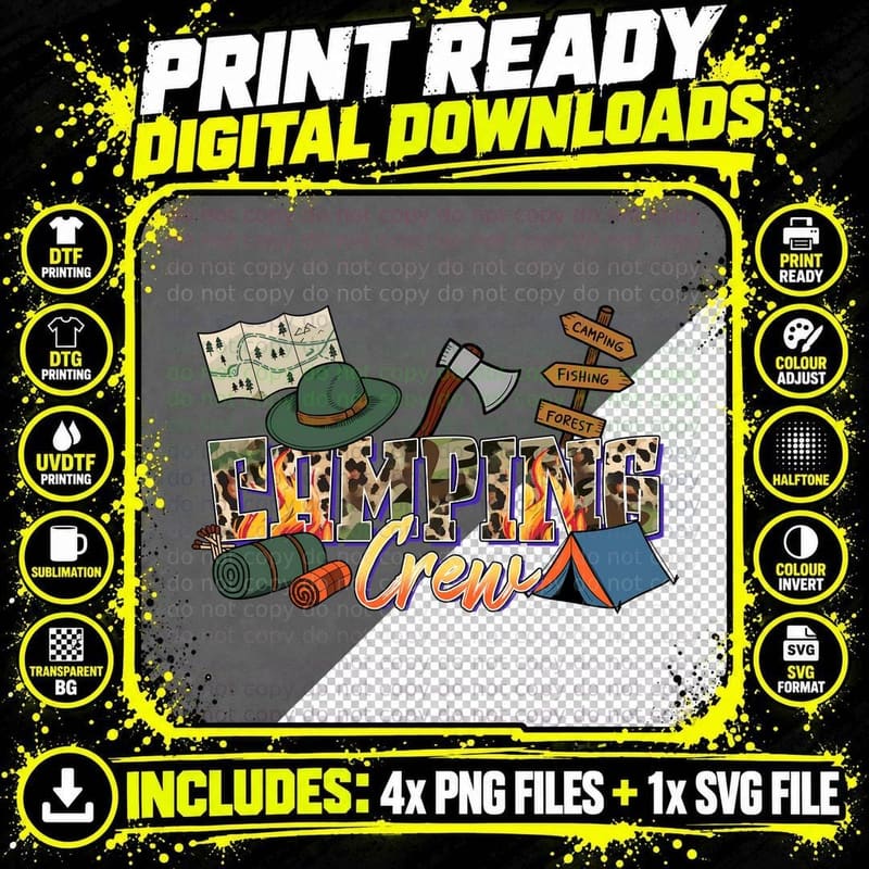 Camping Crew Outdoor Adventure T-Shirt Png SVG Digital Bundle