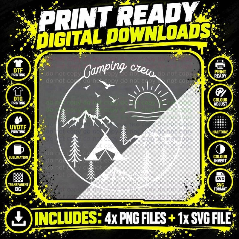 Camping Crew T-Shirt, Camping Crew Mountains Outdoor Png SVG Digital Bundle