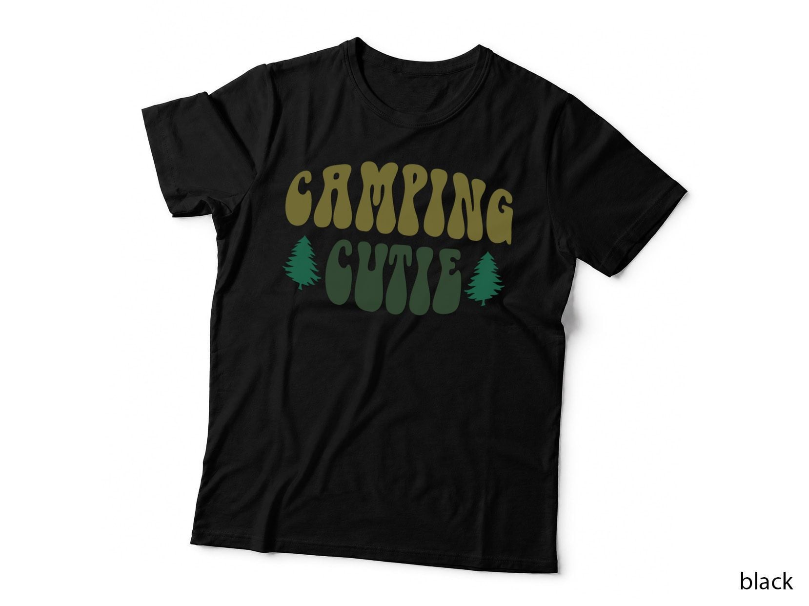 Camping Cutie Camping T-Shirt, Camping Scene with Trees Graphic Tee