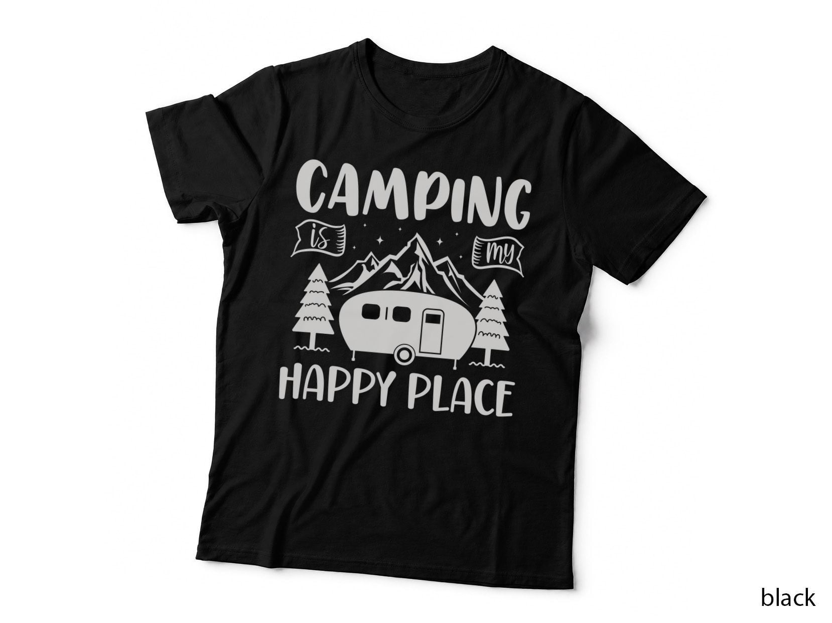 Camping Is My Happy Place T-Shirt, Camper Mountains Outdoor Home Outdoor