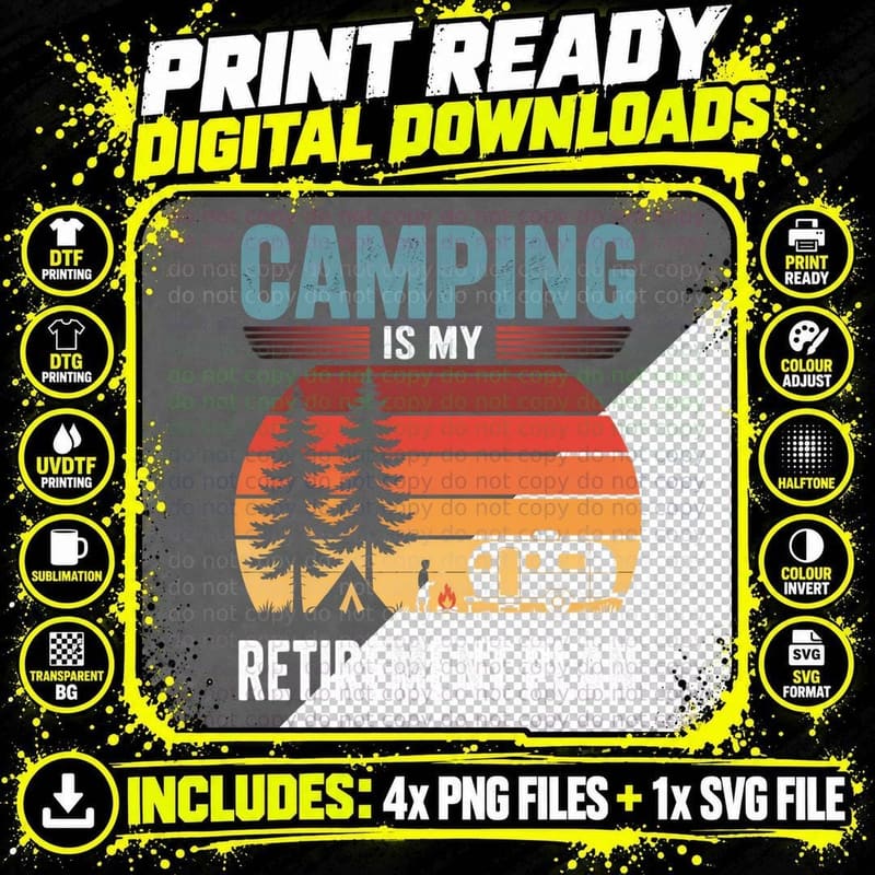 Camping Is My Retirement Plan Outdoor Adventure T-Shirt Png SVG Digital Bundle