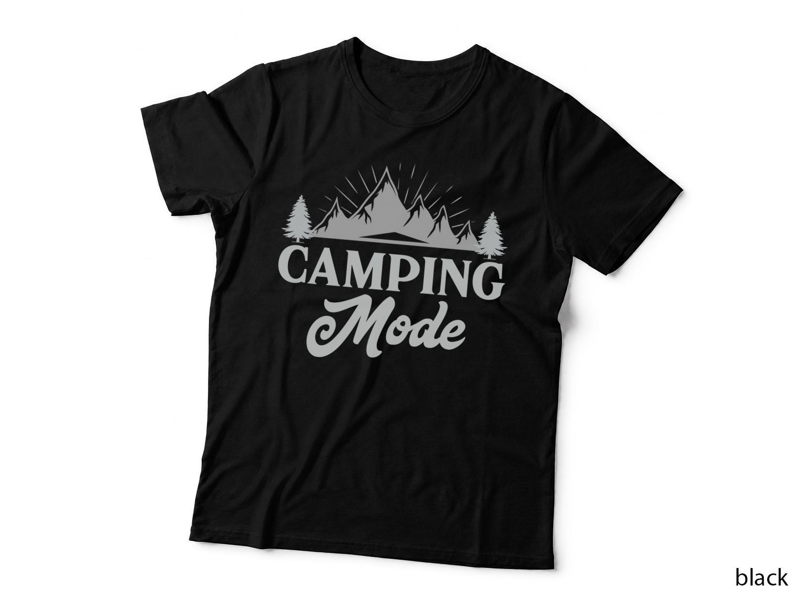 Camping Mode T-Shirt, Mountain Landscape with Camping Outdoor Adventure Tee