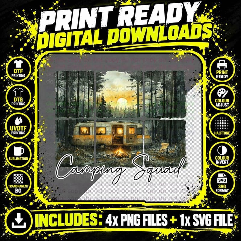 Camping Squad Outdoor Adventure T-Shirt Png SVG Digital Bundle