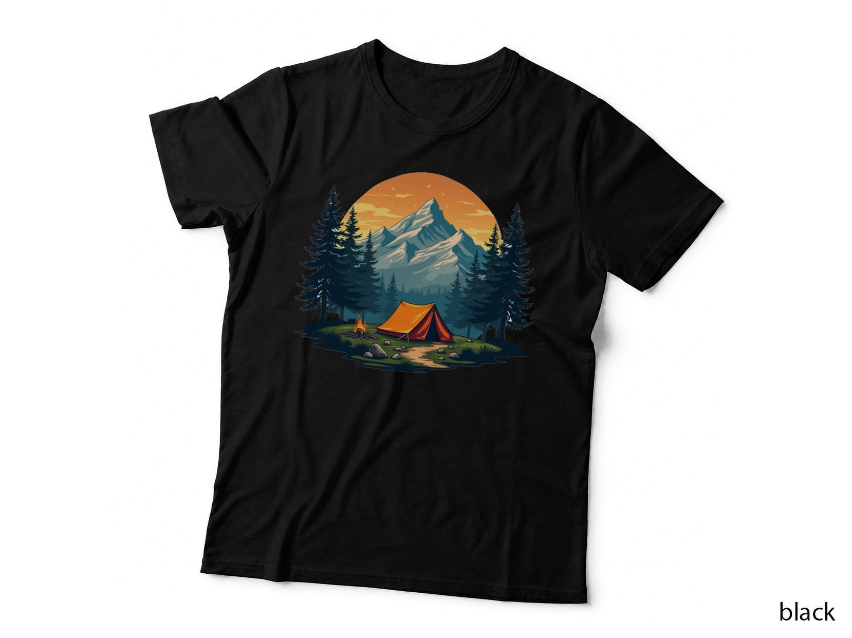 Camping Under Mountain Moonlight Outdoor Adventure T-Shirt