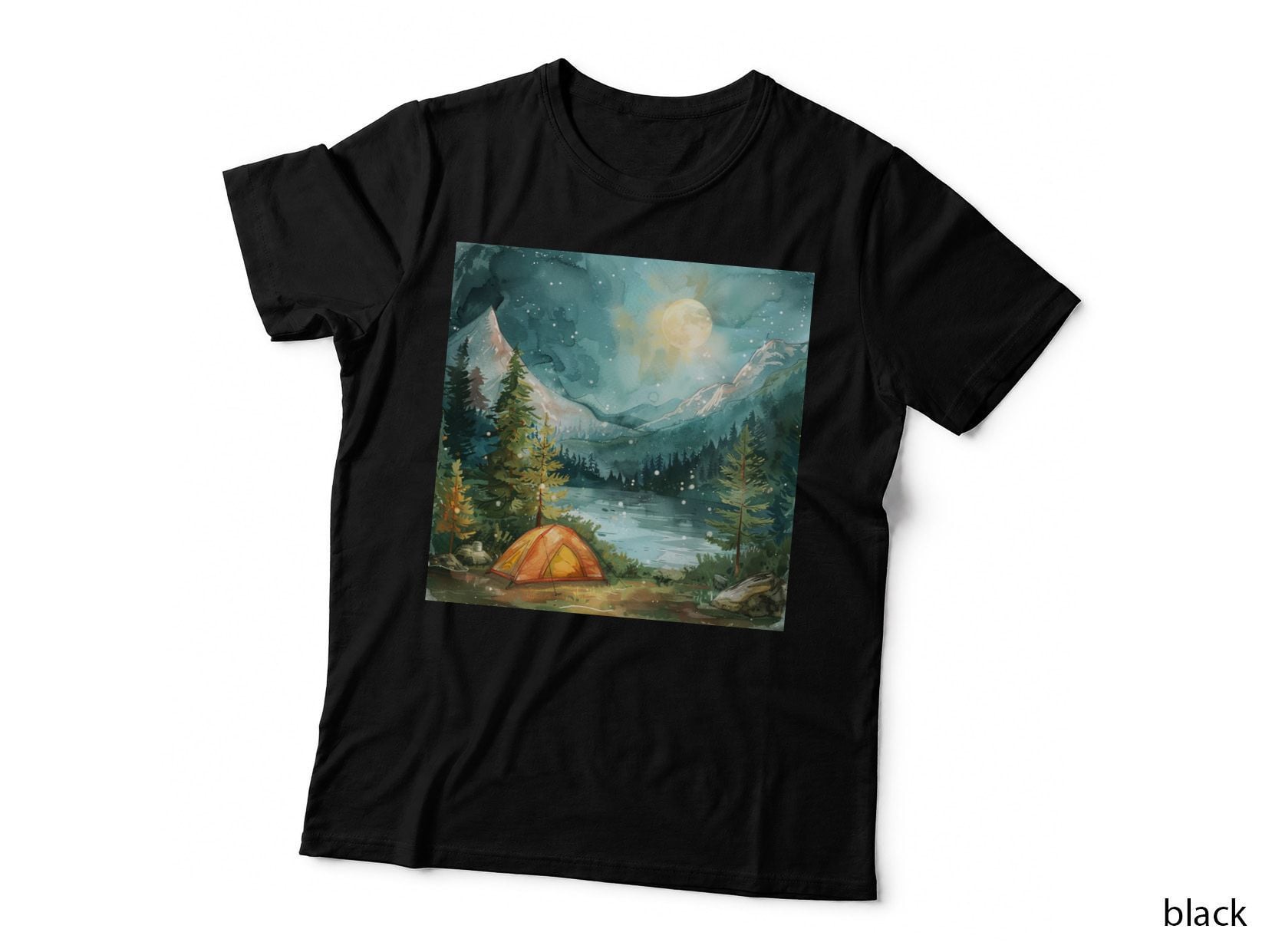 Camping Under a Full Moon Outdoor Adventure T-Shirt