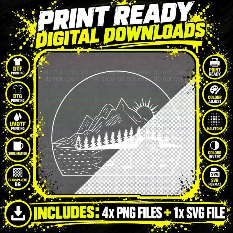 Camping in Mountain Landscape T-Shirt Png SVG Digital Bundle