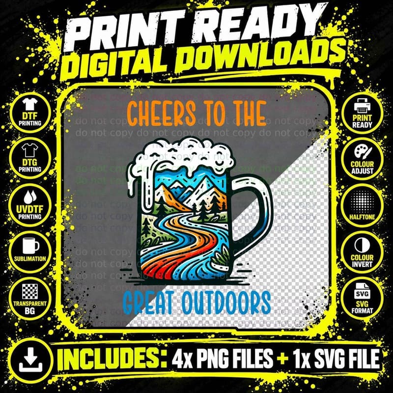 Cheers to the Great Outdoors Camping T-Shirt Png SVG Digital Bundle