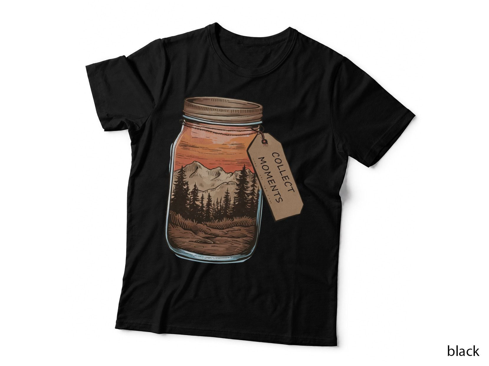 Collect Moments Camping T-Shirt, Mountain Landscape in a Jar Graphic Tee