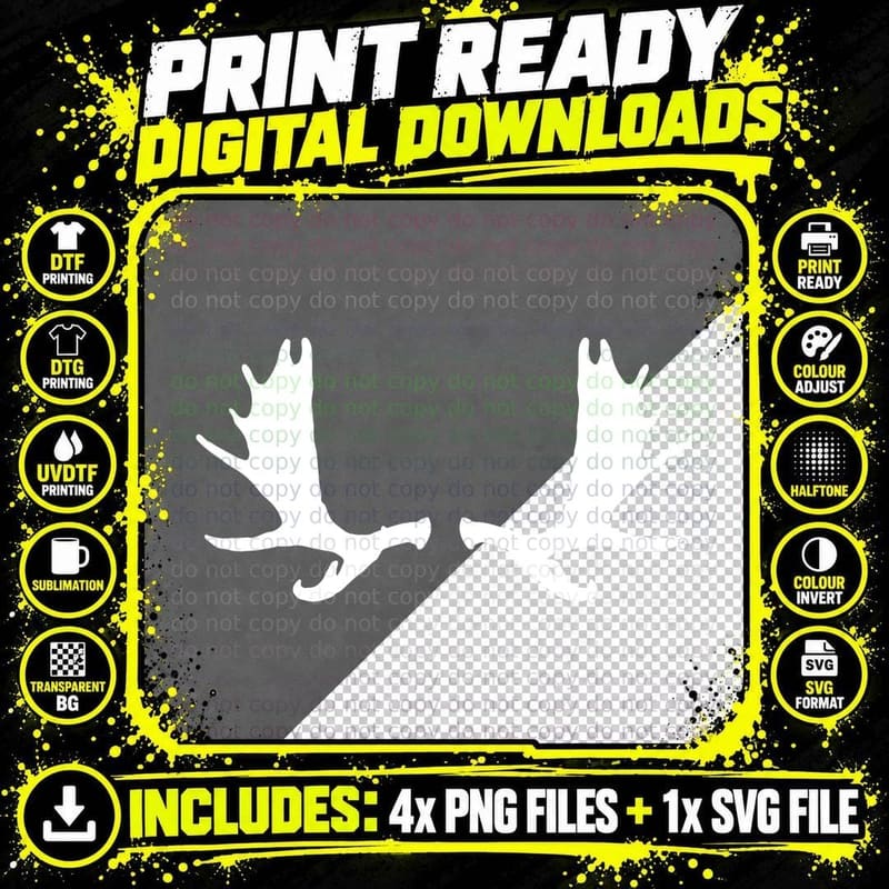 Complex Irregular Antler Branches Outdoor T-Shirt Png SVG Digital Bundle