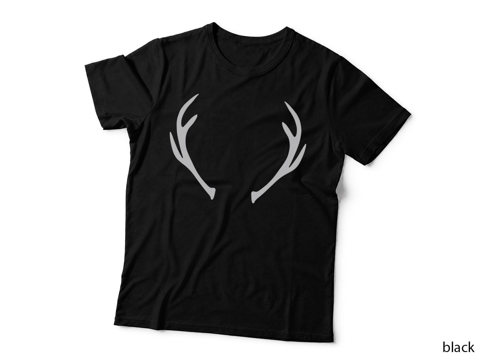 Curved Antlers with Pointed Ends Outdoor T-Shirt, Nature Adventure Graphic Tee