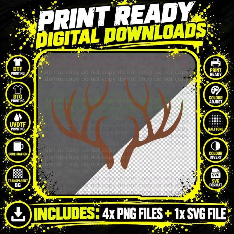 Deer Antlers Brown Multiple Outdoor T-Shirt Png SVG Digital Bundle