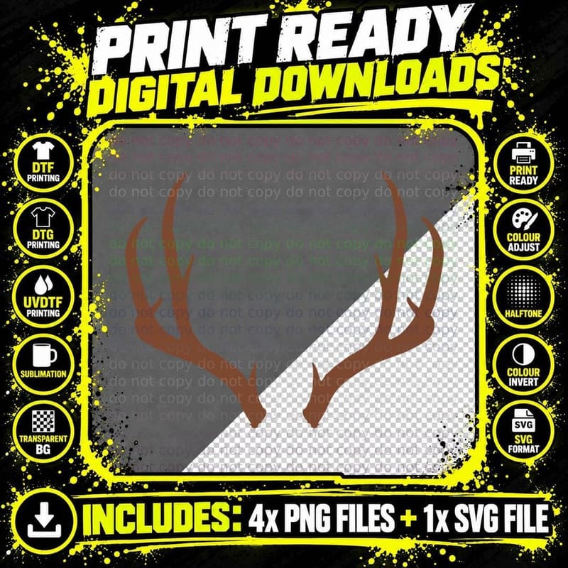 Deer Antlers Brown Simple Outdoor T-Shirt Png SVG Digital Bundle